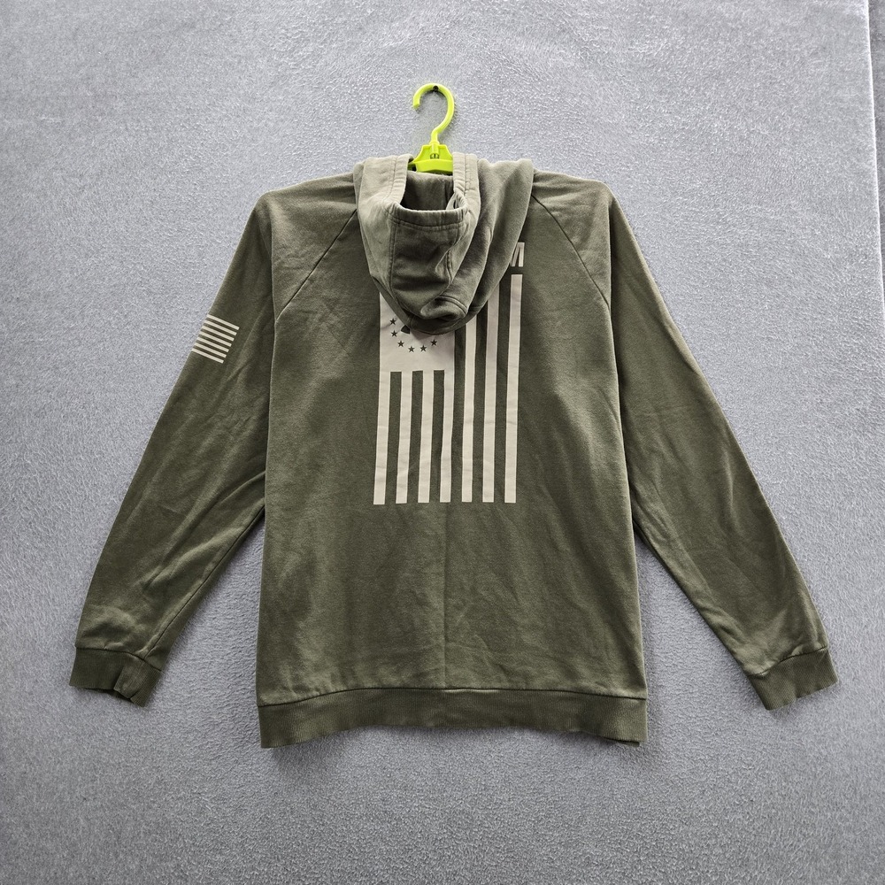 Under Armour Men Hoodie XXL Green Fleece American Flag Coldgear Activewear Logo
